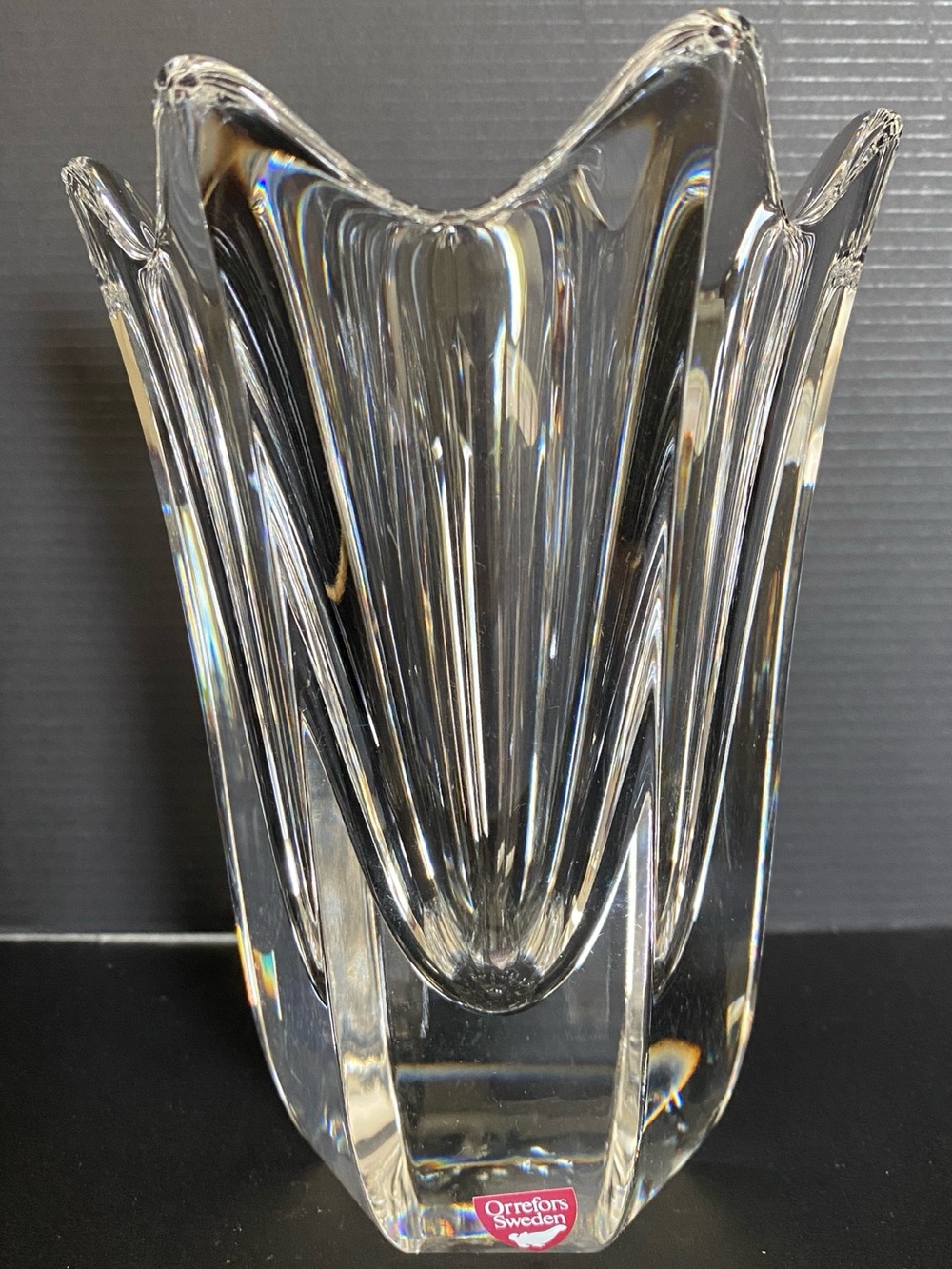 Orrefors Kostaboda Clear Crystal Tulip-Top Vase